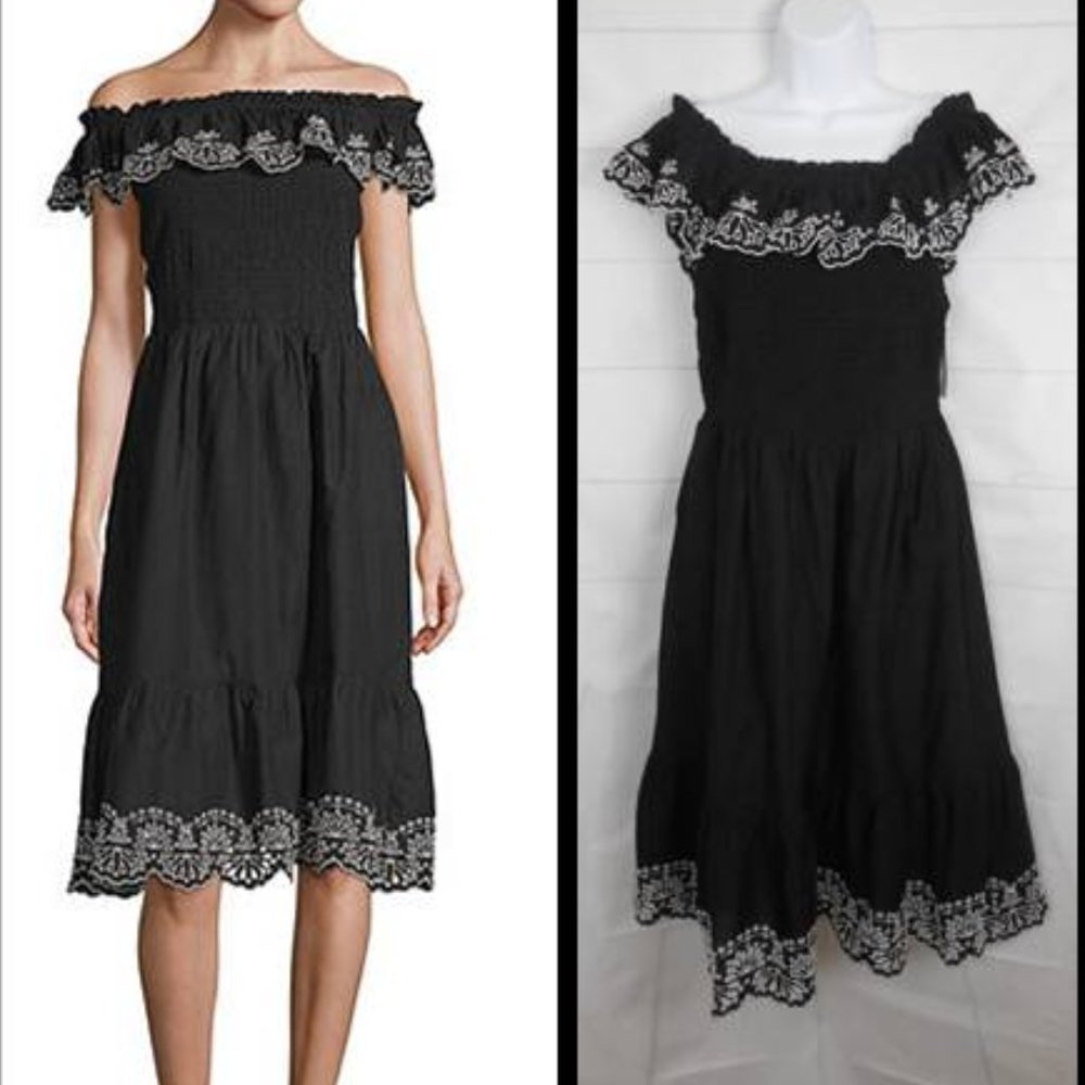 a.n.a Black embroidered eyelet trim maxi sundress